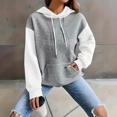 Chaqueta Tipo Sudadera Con Capucha Color Block