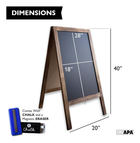 Pizarra De Madera Borrador Y Tiza De 40 X 20 Pulgadas, ...