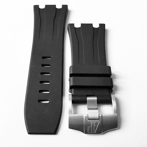 Extensible De Caucho Negro 28mm Con Hebilla Para Audemars Ancho De La Correa 28 Mm