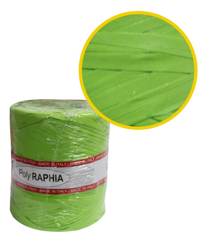 Fita Raphia Sintética Colorida Rolo Com 200mts Verde Limão