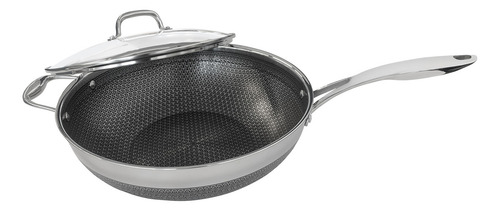 Wok 32 Cm Black Signature Inducccion Con Tapa De Cristal Color Plateado