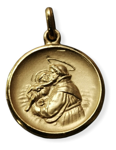 Medalla Oro 10k San Antonio De Padua #1191 Bautizo Comunión 