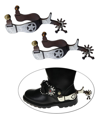 2 Piezas Western Cowboy Spurs Horse Spurs With Turnable Gear