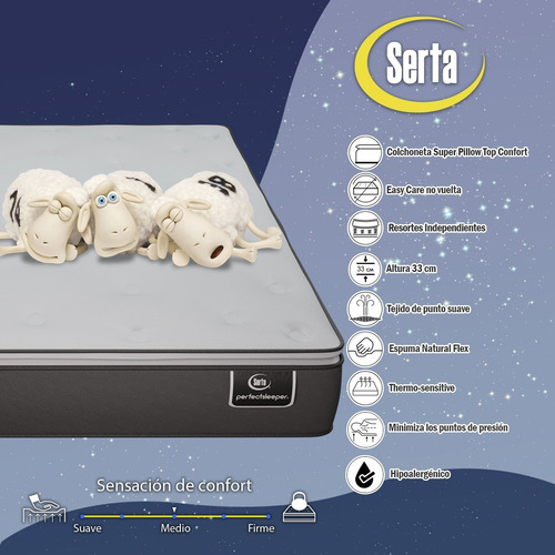 Colchón Matrimonial Serta Pocket Sheep Colchoneta Foam + Box