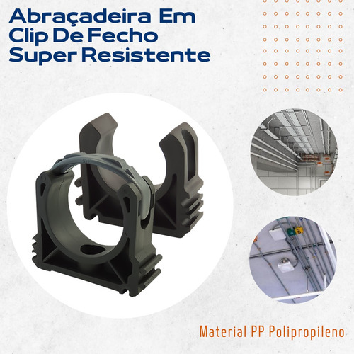 Abracadeira Para Tubos, Canos Em Clip Com Fecho 50mm