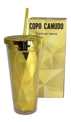 Copo Com Canudo 650ml Diamond Amarelo Zc 10022627