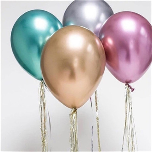 Imagen 6 de 10 de Globo De Latex Metalizados Satinados R5 12 Piezas Decoracion