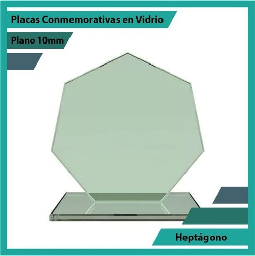 Premiación En Cristal Heptágono Pulido Plano 10mm