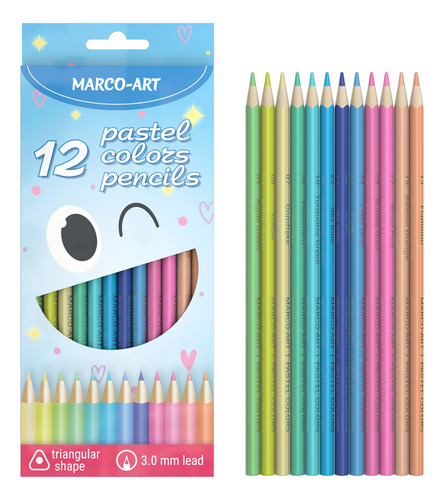 Lápices De Colores Pastel Marco-art Juego De 12 Unidades E.