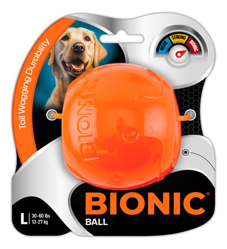 Juguete Rellenable Bionic Large Pelota Resistente Perros Color Naranja