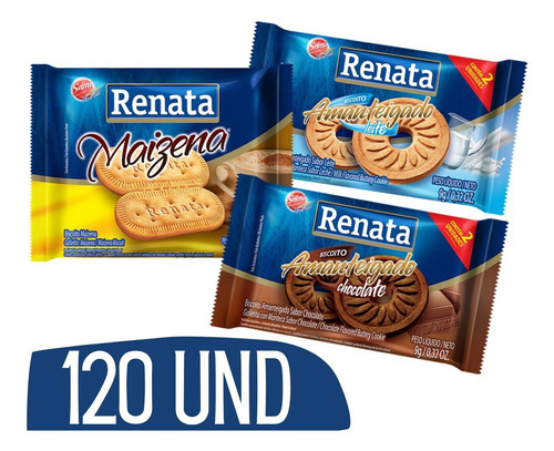 Kit Biscoito Em Sache Renata Chocolate Maizena Leite 120 Und