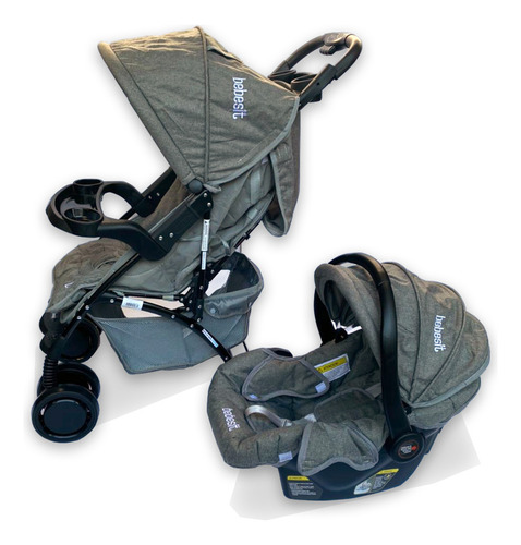 Cochecito de paseo Bebesit Onyx 1305TS negro/gris con chasis color negro