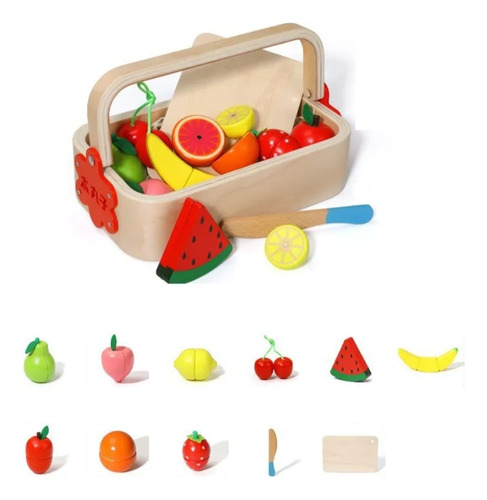 Juego Corta Frutas Y Verduras Madera Con Imán Niños