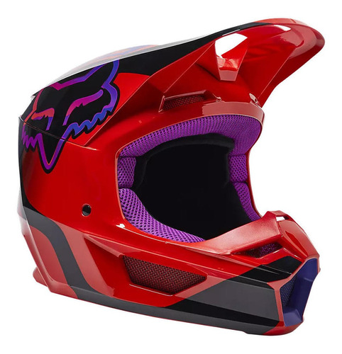 Casco Moto Niño V1 Venz Rojo/morado Fox