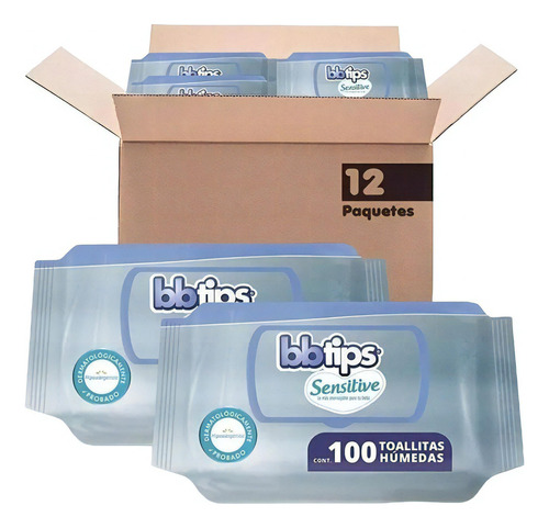 Bbtips Sensitive Toallitas Húmedas, Con 12 Paquetes X 100 Cu