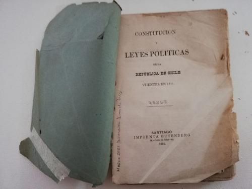 Imagen 2 de 6 de Libros Constitución Y Leyes Políticas De República De Chile