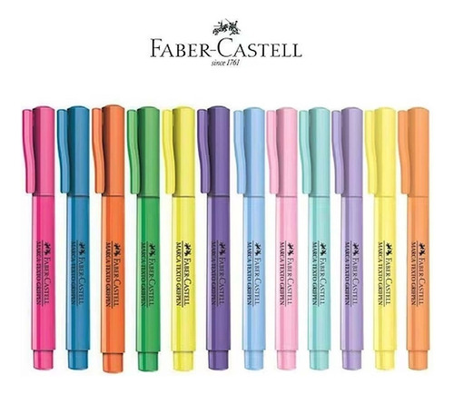 Kit Marca Texto Faber-castell Grifpen C/12 Und Neon E Pastel Cor Vibrant