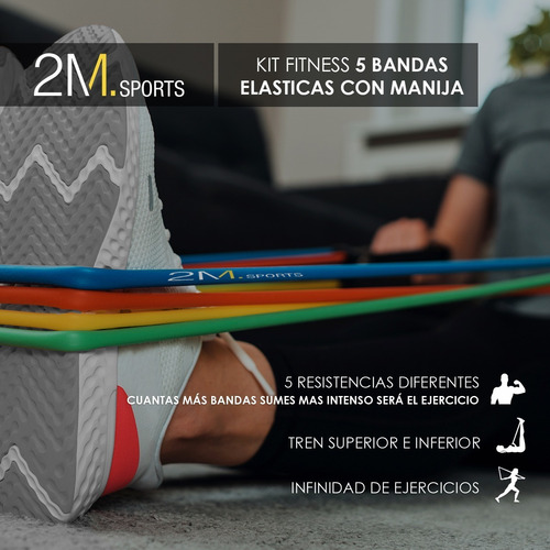 Kit Set 5 Bandas Elasticas Manijas Latex Ejercicio Fitness