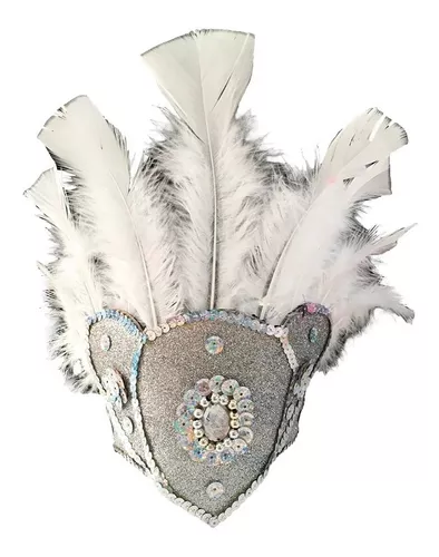 Corona De Plumas Indio Cacique Village People Tiara Vincha Color Blanca