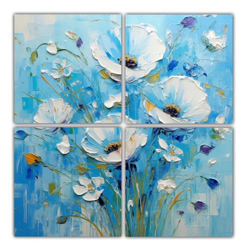 80x80cm Cuadros Hermosos De Flores En Turquesa Y Azul Flores