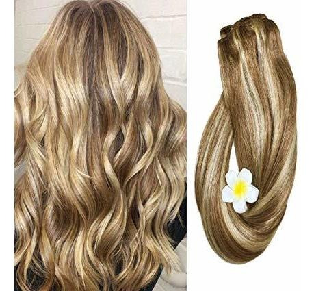 El Clip En Extensiones De Pelo De Cabello Humano De Oro De B