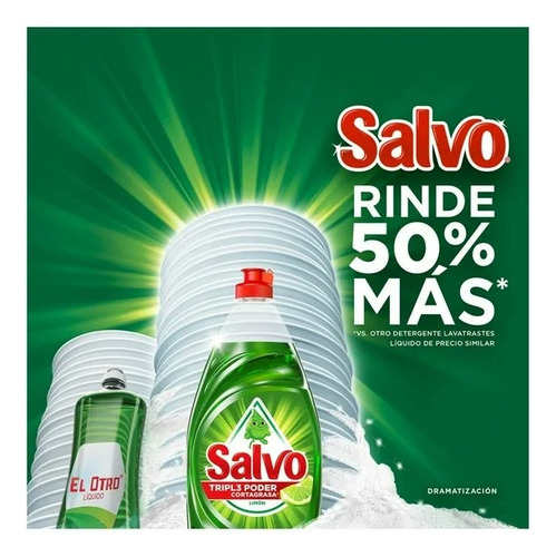 4 Pzas Lavatrastes Líquido Salvo Limón 750 Ml