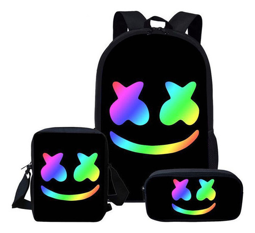 Conjunto De 3 Mochilas De Estudante Dj Marshmallow