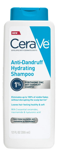 Cerave Hydrating Anti-dandruff Shampoo, All Hair Types, 12oz