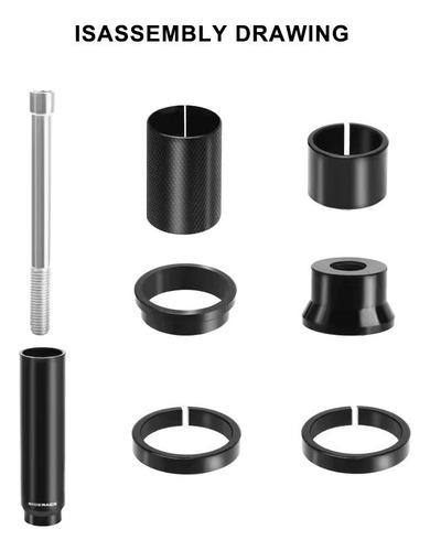 Extensor De Tubo Dirección 5-45 Mm Riderace Bicicleta Negro 5-45 Mm 12.5 Cm