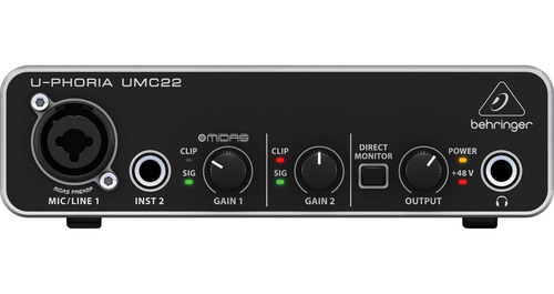 Interface De Áudio U-phoria Umc22 Usb 2x2 - Behringer