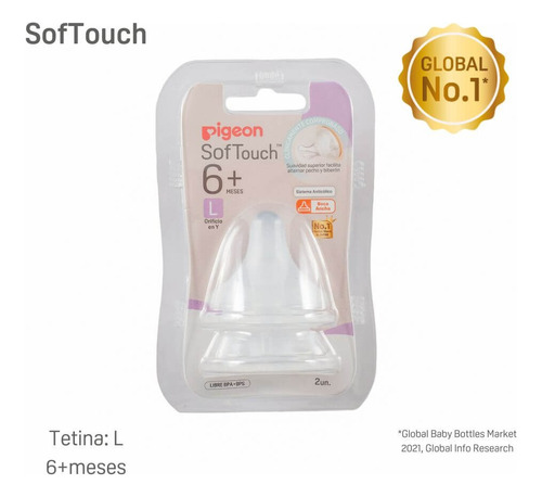 Tetina Repuesto Softouch Pigeon L 2 Unids SofTouch Cuello Ancho 80829