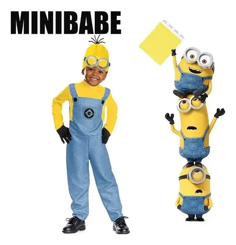 Set De Disfraz Amarillo De Minion Con Gafas, Gorro, Guantes Y Tirantes – Para Halloween, Cosplay Y Fiestas Temáticas