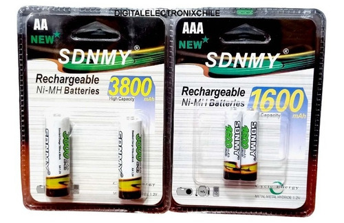 Pack Recargable Sdnmy 2 Doble Aa 3800 Y 2 Triple Aaa 1600mah