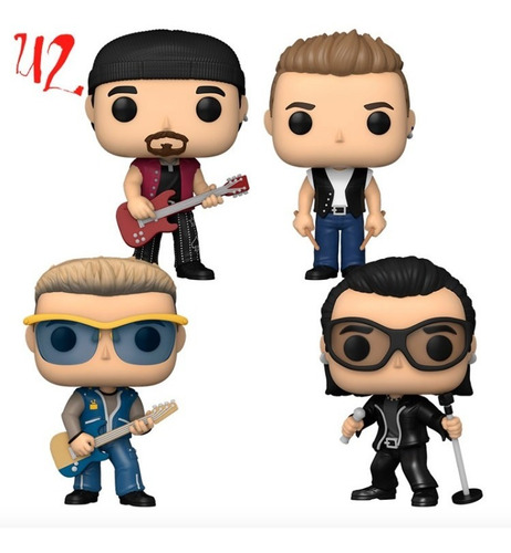U2 Bono, Edge, Larry, Adam + Bono Con Carro 5 Pack Funko