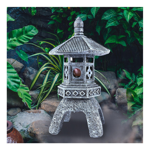 Estatua De Luz De Jardín Linterna De Pagoda Solar Duradera