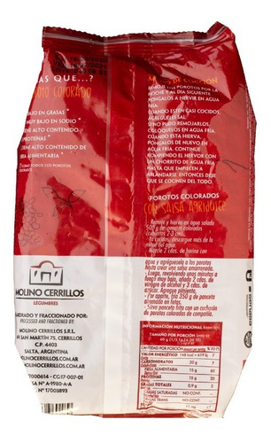 Imagen 2 de 5 de Porotos Colorados Rojo Molino Cerrillos Premium Paquete 500g