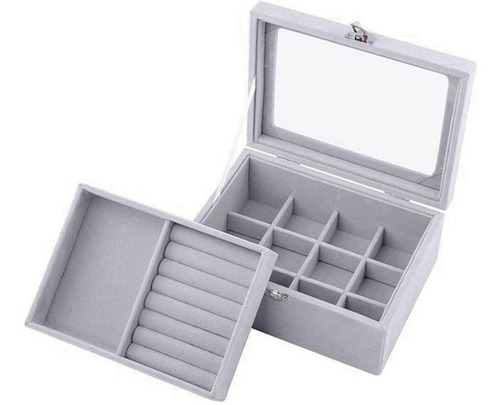 Imagen 1 de 3 de Maletín Joyero 2 Niveles Organizador De Joyas Anillos Collar