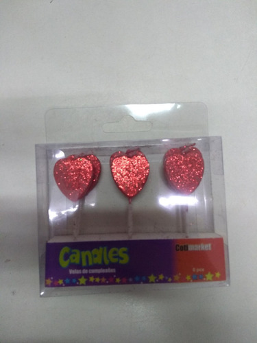 Imagen 2 de 4 de Vela Corazon Rojos X6 Cumpleaños Torta