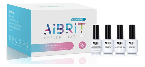 Kit De Gel Para Uñas Aibrit, 16 Colores, 4 Bases, Importado