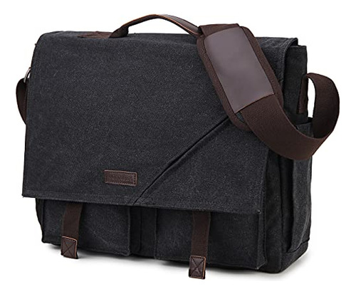 Bolso Mensajero Hombre, Vintage 17puLG Laptop, Gris.