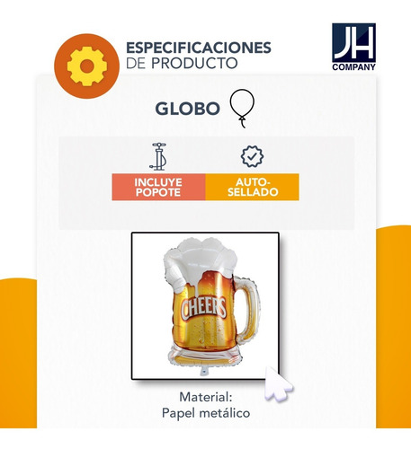 Globo Metalico Cerveza Tarro Cumpleaños Festejo