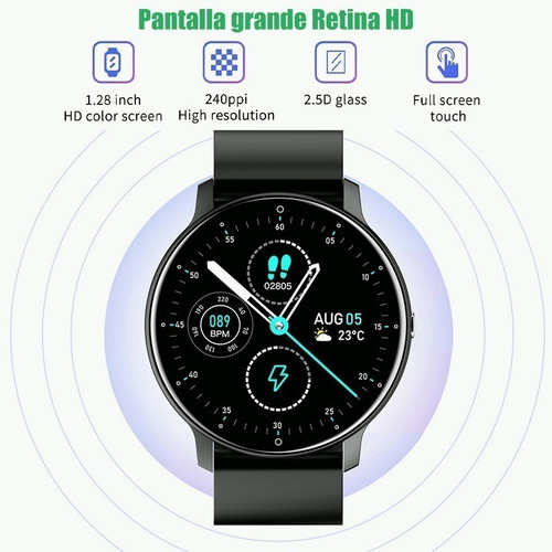 Imagen 3 de 9 de Reloj Inteligente Zl02 1.28'' Pantalla Táctil Bluetooth