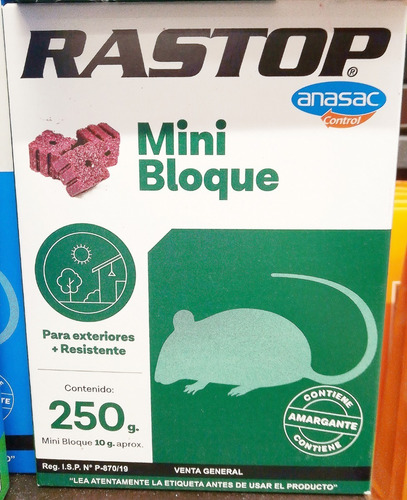 Cebo Raticida Mini Bloque Ratones Ratas Plagas 250gr