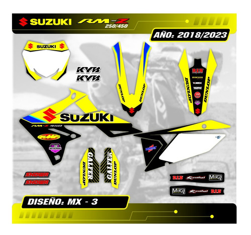 Kit Calcos - Grafica Suzuki Rmz 250/450 2018/24  Grueso Mate