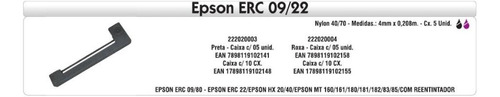 5 Fitas Impressora Erc09 Erc22 Erc09/22 Hx20/40 Preta Tinta Preto