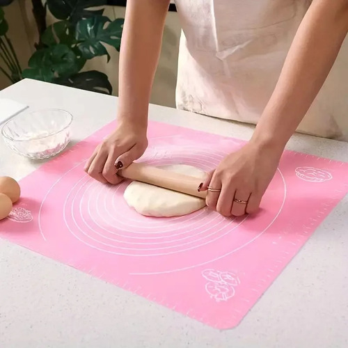 Placa Plancha De Silicona Para Amasar Apta Para Horno 50x40 Rojo