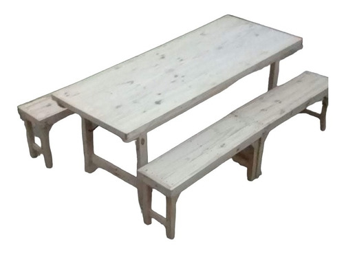 Juego De Mesa Plegable 1.7 M X.0,70m Y 2 Bancos De Pino