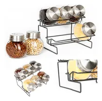 Comprar Set X6 Condimenteros Especieros Vidrio C\u002Fsoporte Tapa Acero
