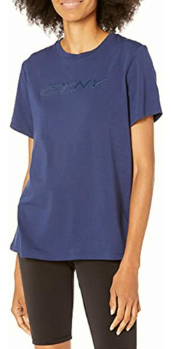 Dkny Camiseta De Manga Corta Para Mujer, Azul Galaxy Con