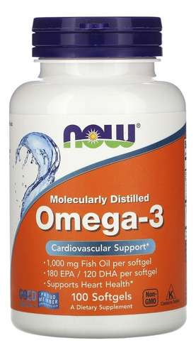 Suplemento en Cápsulas NOW Foods Omega 3 180gr EPA/120 DHA Sin sabor 100 unid